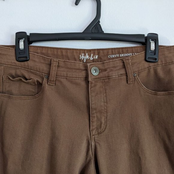Style & Co Curvy Skinny Leg Pants Brown - Picture 2 of 7